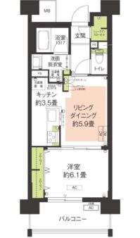 1LDK｜カーメスト武蔵小金井の間取り図