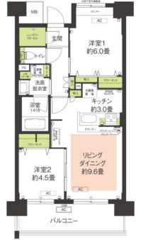 2LDK｜カーメスト武蔵小金井の間取り図