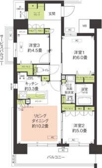3LDK｜カーメスト武蔵小金井の間取り図